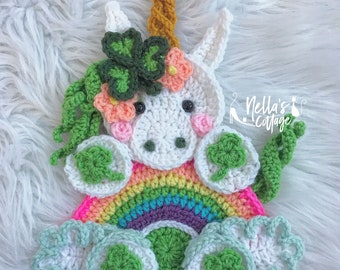 Crochet Pattern - INSTANT PDF DOWNLOAD - Unicorn Pattern - Crochet Unicorn - Lucky - St Patricks Day - Unicorns - Unicorn Applique