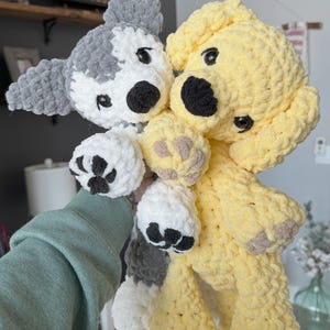 かぎ針編みの子犬のぬいぐるみ - ぬいぐるみ - ネラスコテージ - 子犬のおもちゃ - 赤ちゃんの子犬 - 子犬の寄り添い人形 - かぎ針編み - 子犬の寄り添い人形 - 子犬