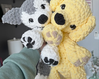 Crochet Puppy Plushie - Stuffed Animals - Nellas Cottage - Puppy Toy - Baby Puppy - Puppy Snuggler - Crochet - Puppy Snuggler - Puppy Dog