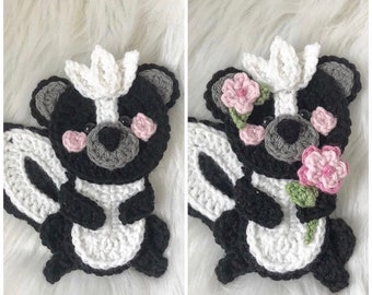 Crochet Pattern - INSTANT PDF DOWNLOAD - Crochet Applique - Applique Pattern - Skunk - Boho Skunk - Skunk Pattern - Crochet Skunk Pattern