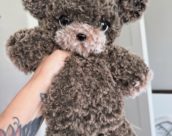 Crocheted Fluffy Bear Plushie - Stuffed Animals - Nellas Cottage - Bear Toy - Baby Bear - Bear Plushie - Bear Snuggler - Crochet - Handmade