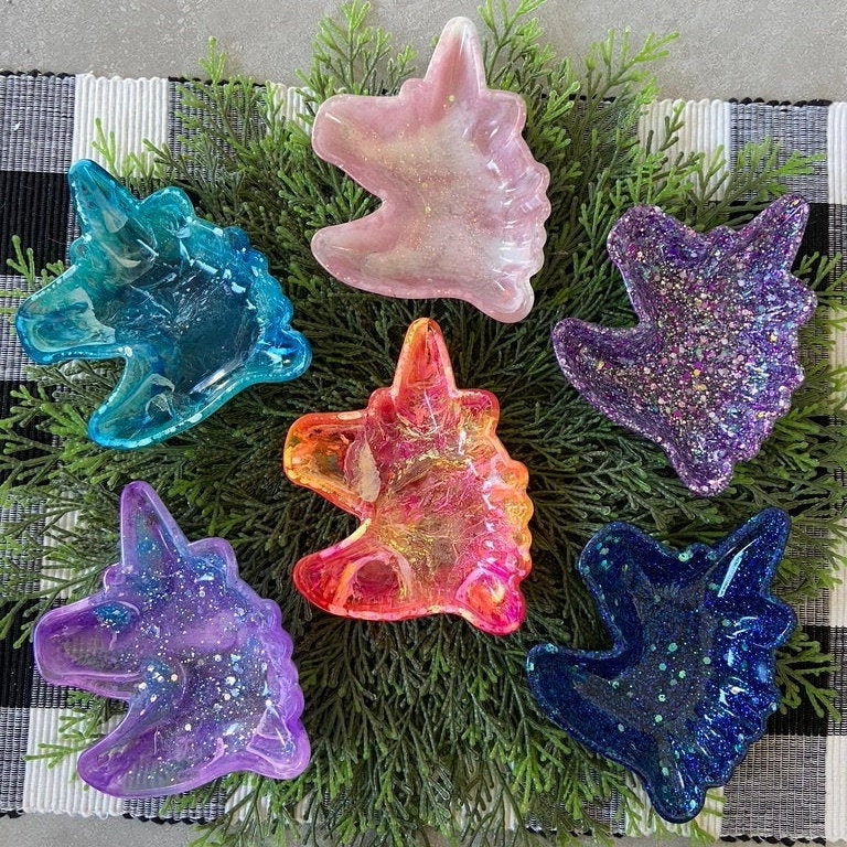 Resin Art Unicorn Head Trinket Dish Trinket Tray Resin Trinket
