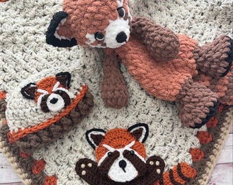 Blanket - Red Panda Baby Blanket - Crocheted Red Panda Blanket - Baby Blanket - Red Panda Blanket - Crocheted Baby Blanket - Nellas Cottage