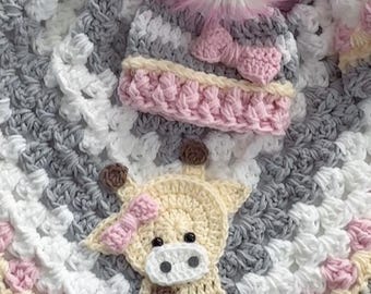 Crochet Baby Blanket - Baby Blanket - Handmade Baby Blanket - Giraffe Baby Blanket - Crocheted Baby Blanket - Baby Giraffe