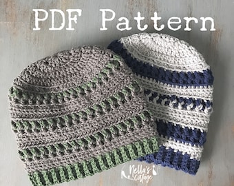 Crochet Pattern - INSTANT PDF DOWNLOAD - Mens Hat Pattern - Crocheted Hat Pattern - Mens Beanie - Beanie Pattern - Pattern - Hat - Mens