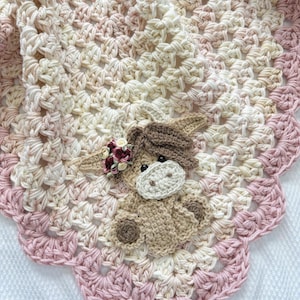 Crochet Baby Blanket - Baby Blanket - Handmade Baby Blanket - Cow Baby Blanket - Crocheted Baby Blanket - Baby Cow - Gift