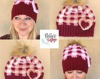 Crochet Pattern - INSTANT PDF DOWNLOAD - Plaid Hat Pattern - Slouchy Beanie Pattern - Crochet Hat Pattern - Crochet Plaid Hat Pattern