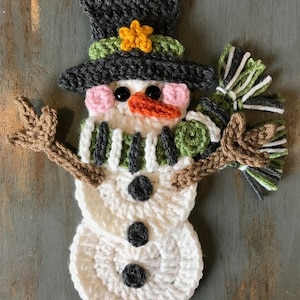 Crochet Pattern - INSTANT PDF DOWNLOAD - Snowman - Snowman Pattern - Crochet Snowman - Crochet - Applique Pattern - Christmas Pattern