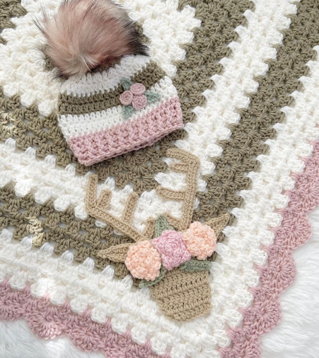 Crochet Baby Blanket Boho Baby Blanket Boho Deer Blanket Boho Stag
