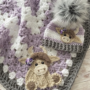 Blanket - cow Baby Blanket - Crocheted cow Blanket - Baby Blanket - cow Blanket - Crocheted Baby Blanket -Animals