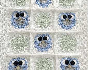 Blanket - Magnolia Owl Blanket - Nellas Cottage - Baby Blanket - Baby Bedding - Baby Shower Gift - Baby Gifts - Crocheted Blankets