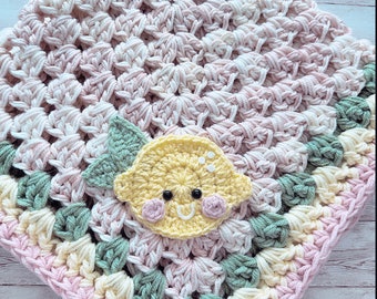 Crochet Baby Blanket - Baby Blanket - Handmade Baby Blanket - Baby Lemon Blanket - Crocheted Baby Blanket - Baby