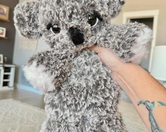Crocheted Fluffy Koala Bear Plushie - Stuffed Animals - Nellas Cottage - Bear Toy - Baby Bear - Bear Plushie - Bear Snuggler - Crochet