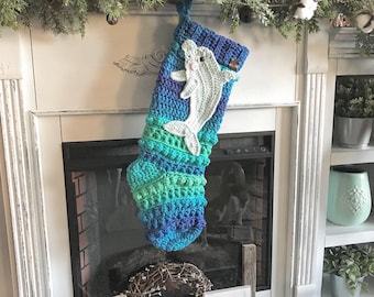 Dolphin Crocheted Christmas Stocking