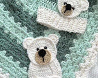 Crochet Baby Blanket - Baby Blanket - Handmade Baby Blanket - Baby Bear Blanket - Crocheted Baby Blanket - Baby Bear