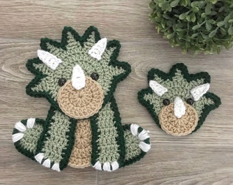 Crochet Pattern - INSTANT PDF DOWNLOAD - Nellas Cottage - Crochet - Dinosaur - Triceratops - Crochet Triceratops - Crochet Dinosaur