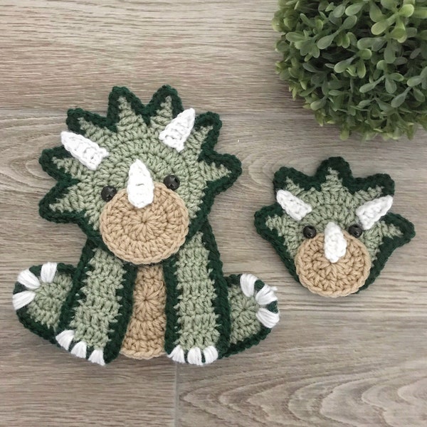 Crochet Pattern - INSTANT PDF DOWNLOAD - Nellas Cottage - Crochet - Dinosaur - Triceratops - Crochet Triceratops - Crochet Dinosaur