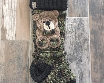 Camo Crocheted Christmas Stocking