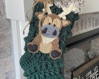 Reindeer Crochet Christmas Stocking