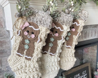 Gingerbread Crochet Christmas Stocking