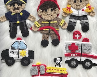 Crochet Pattern - INSTANT PDF DOWNLOAD - First Responders - Police - Firefighters - Paramedic - Crochet - Patterns - Crochet Cop - Rescue