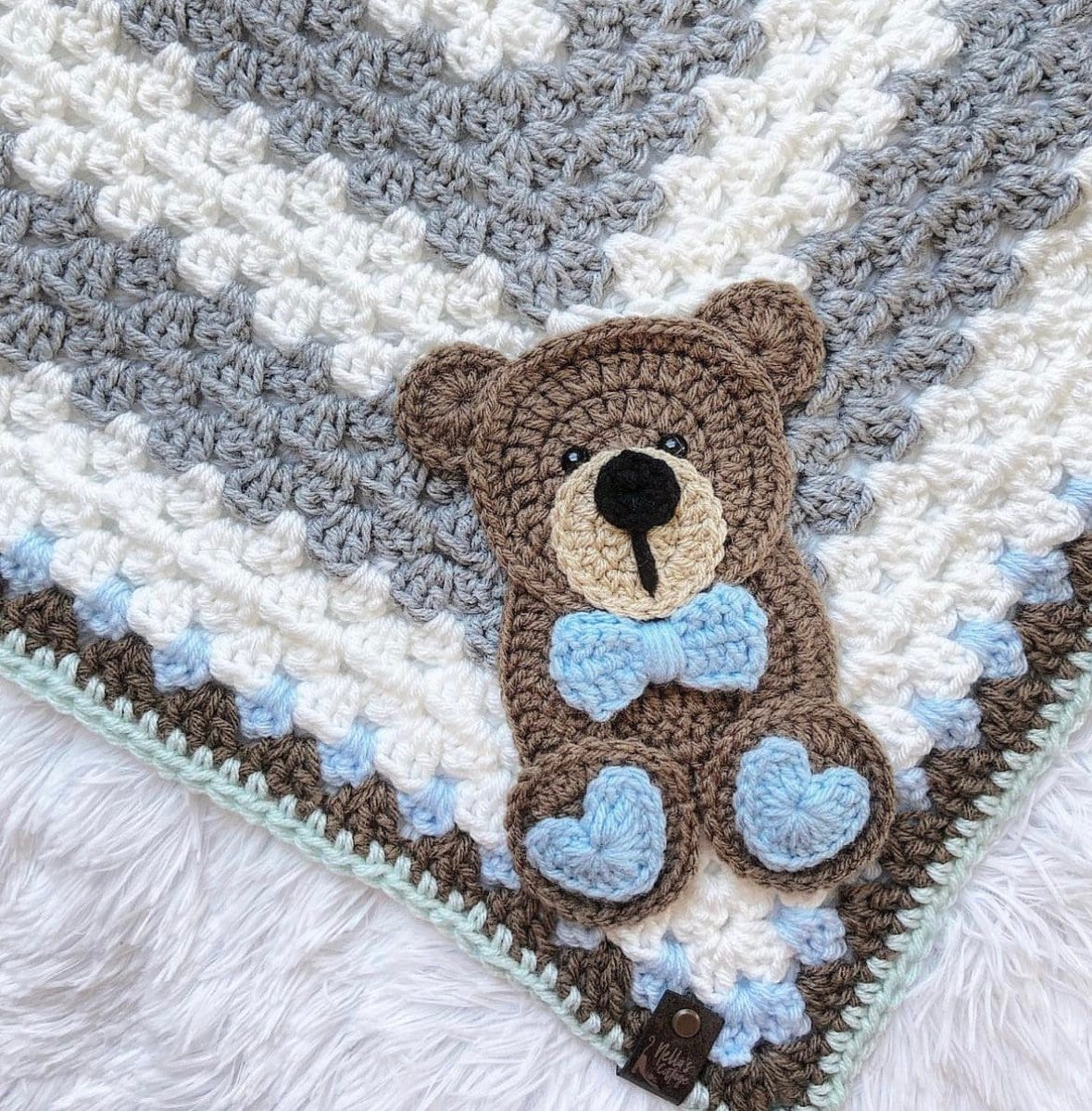 Crochet Baby Blanket Baby Blanket Handmade Baby Blanket Baby Bear Blanket  Crocheted Baby Blanket Baby Bear 