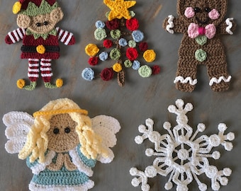Crochet Pattern - INSTANT PDF DOWNLOAD - Christmas Crochet - Christmas - Crochet Appliqué - Holiday Crochet - Holiday - Angel - Snowflake