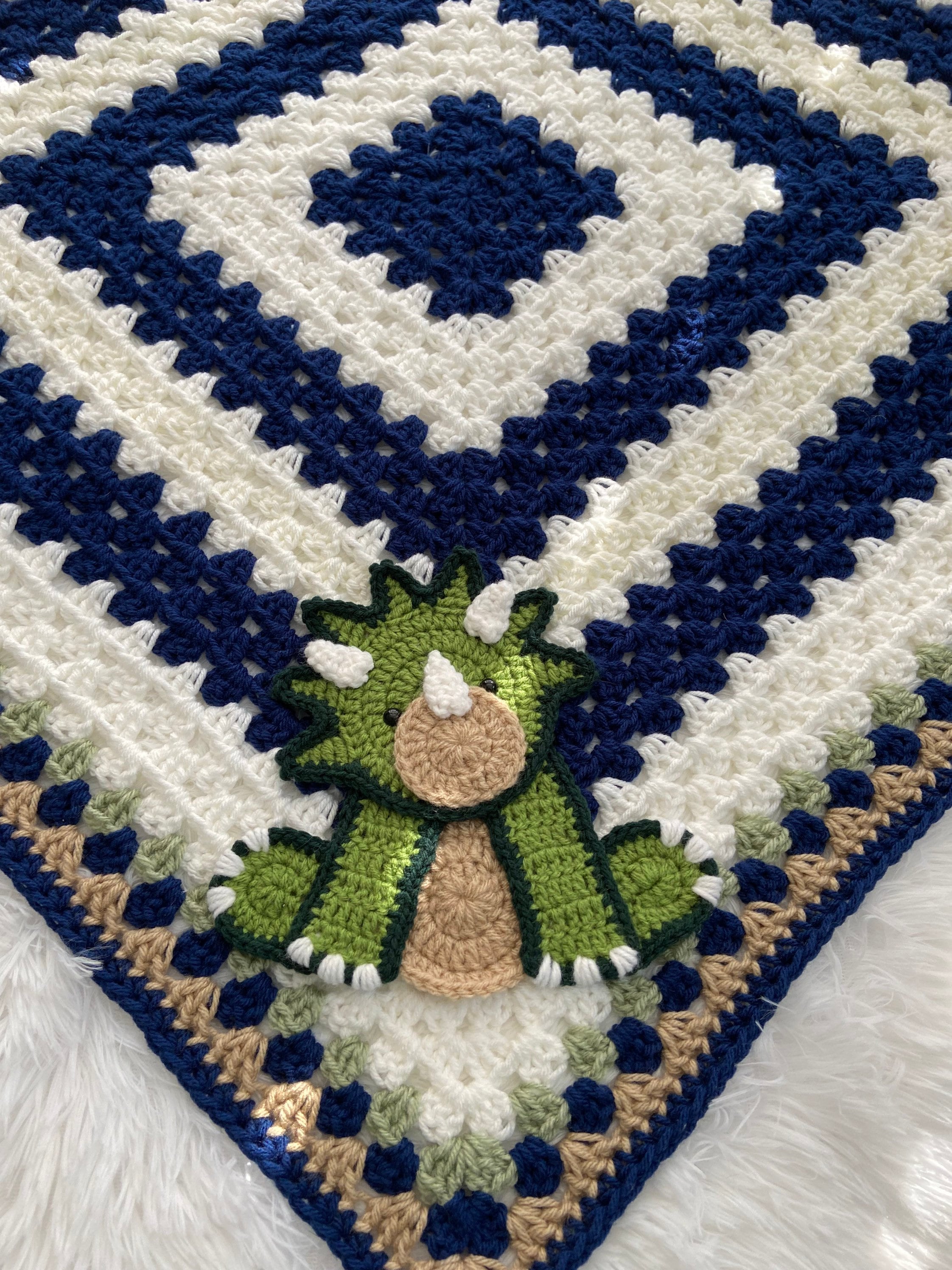 Crochet Baby Blanket Baby Blanket Handmade Baby Blanket Dinosaur