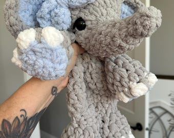 Crocheted Elephant Plushie - Stuffed Animals - Nellas Cottage - Elephant Toy - Baby Elephant  - Elephant Amigurumi - Crochet - Handmade