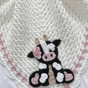 Crochet Baby Blanket - Baby Blanket - Handmade Baby Blanket - Cow Baby Blanket - Crocheted Baby Blanket - Baby Cow
