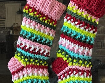 Crochet Pattern- Merry and Bright Stocking - INSTANT PDF DOWNLOAD - Crochet Stocking Pattern - Christmas Stocking - Nellas Cottage