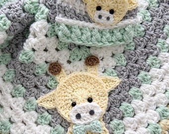Crochet Baby Blanket - Baby Blanket - Handmade Baby Blanket - Giraffe Baby Blanket - Crocheted Baby Blanket - Baby Giraffe