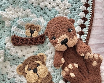 Crochet Baby Blanket - Baby Blanket - Handmade Baby Blanket - Otter Baby Blanket - Crocheted Baby Blanket - Baby Otter