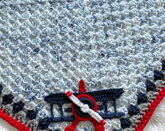 Crochet Baby Blanket - Baby Blanket - Handmade Baby Blanket - Crochet Baby Blanket - Plane Baby Blanket - Crochet Plane