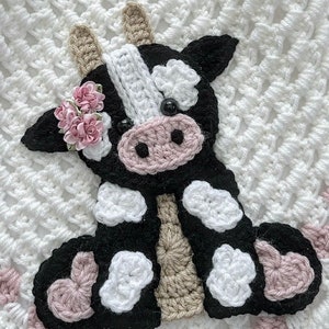 Crochet Pattern - INSTANT PDF DOWNLOAD - Nellas Cottage - Betty Ruth - Crochet Cow - Cow Applique - Crochet Cow Applique - Cows - Baby Cow