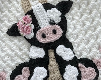 Crochet Pattern - INSTANT PDF DOWNLOAD - Nellas Cottage - Betty Ruth - Crochet Cow - Cow Applique - Crochet Cow Applique - Cows - Baby Cow