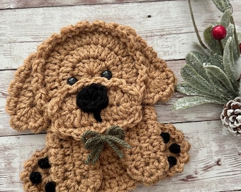 Crochet Pattern - INSTANT PDF DOWNLOAD - Crochet Golden Doodle - Nellas Cottage - Crochet Dog - Doodle Applique - Golden Doodle Applique