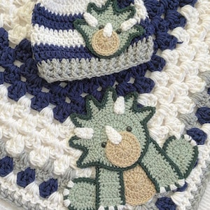 Crochet Baby Blanket - Baby Blanket - Handmade Baby Blanket - Dinosaur Baby Blanket - Crocheted Baby Blanket - Baby Dinosaur