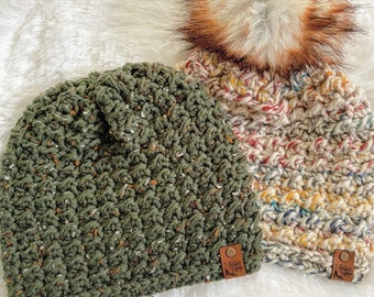 Crochet Pattern - INSTANT PDF DOWNLOAD - Crocheted Beanies - Nellas Cottage - Beanie Pattern - Magnolia Beanie - Unisex Beanie Pattern - Hat