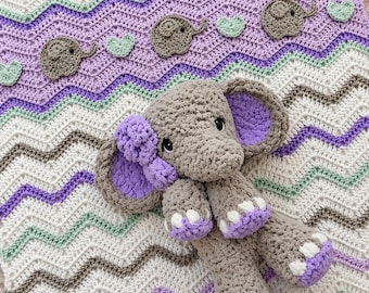 Crocheted Elephant Baby Blanket – Soft Acrylic, Handmade Nursery Decor