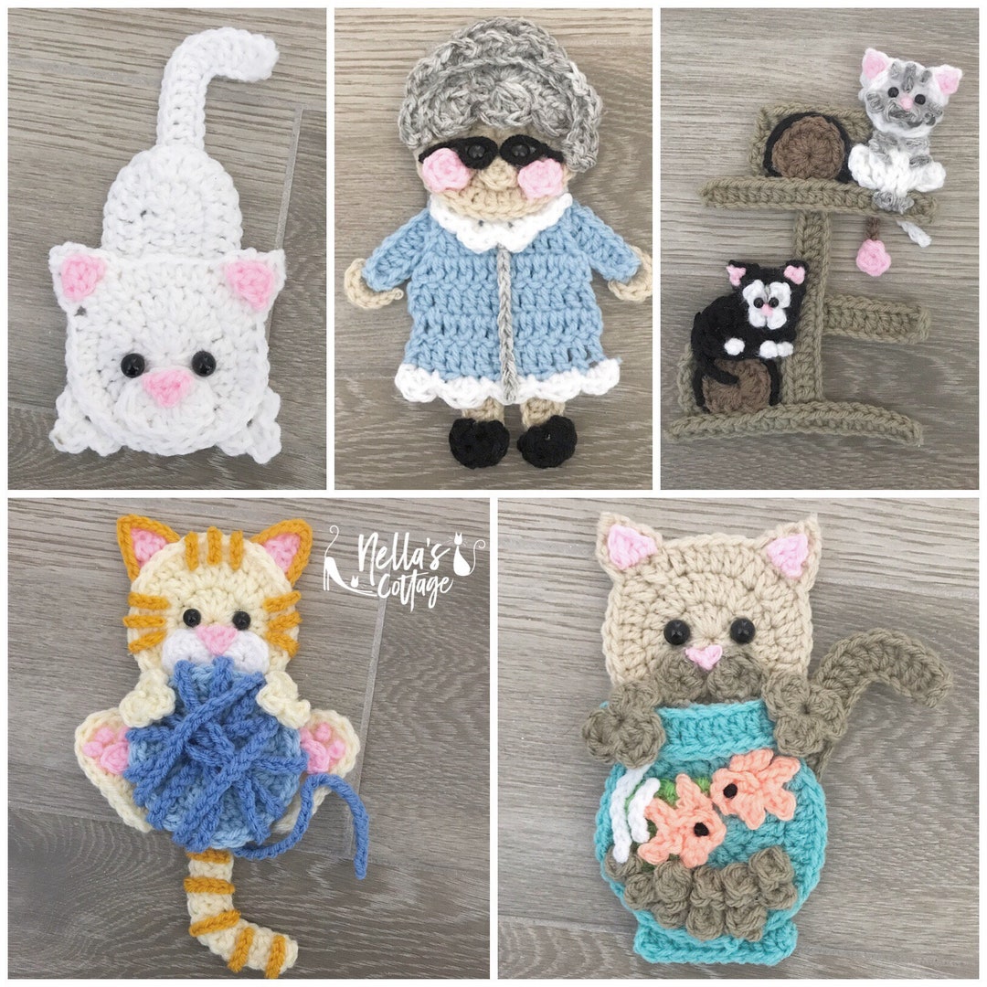 Crochet Pattern - INSTANT PDF DOWNLOAD - Nellas Cottage - Crazy Cat ...
