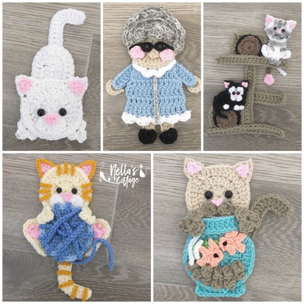 Crochet Pattern - INSTANT PDF DOWNLOAD - Nellas Cottage - Crazy Cat Lady - Cat Crochet Pattern - Cat Pattern - Cat Lover - Crochet - Pattern