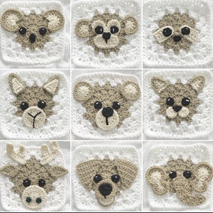 Crochet Pattern - INSTANT PDF DOWNLOAD - Pattern Only - Crochet - Baby Blanket - Granny Square - Nella&#39;s Cottage - Animal Squares - Magnolia