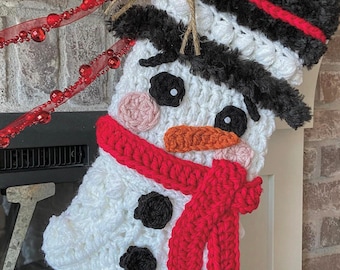 Crochet Pattern - INSTANT PDF DOWNLOAD - Crochet Stocking Pattern - Stocking - Christmas Stocking - Winter Snowman - Nellas Cottage