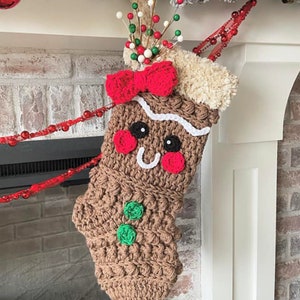 Crochet Pattern - INSTANT PDF DOWNLOAD - Crochet Stocking Pattern - Stocking - Christmas Stocking - Winter Gingerbread - Nellas Cottage