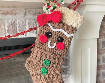 Crochet Pattern - INSTANT PDF DOWNLOAD - Crochet Stocking Pattern - Stocking - Christmas Stocking - Winter Gingerbread - Nellas Cottage