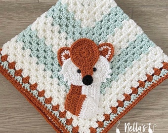 Crochet Baby Blanket - Baby Blanket - Handmade Baby Blanket - Fox Baby Blanket - Crocheted Baby Blanket - Baby Fox