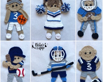 Crochet Pattern - INSTANT PDF DOWNLOAD - Crochet - Patterns - Sports Pack - Crochet Sports - Football - Hockey - Baseball - Cheerleader