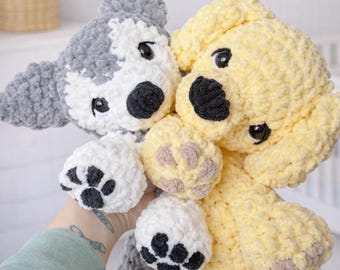 Crochet Puppy Plushie - Stuffed Animals - Nellas Cottage - Puppy Toy - Baby Puppy - Puppy Snuggler - Crochet - Puppy Snuggler - Puppy Dog