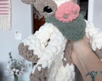 Crocheted Highland Cow Plushie – Chenille Stuffed Animal, 16" - Mister Marley Moo